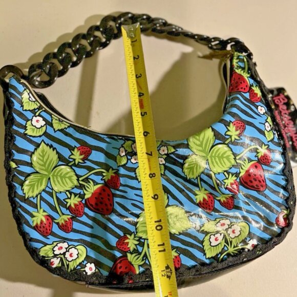 Y2K Betsey Johnson Strawberry fields Tiger print blue mini shoulder purse - Picture 5 of 5